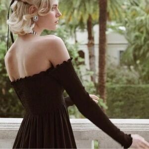 Hill House Jersey Catalina Nap Dress in black Off The Shoulder Maxi Dress Size S